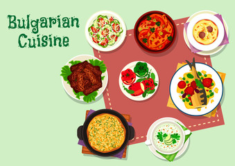 Bulgarian cuisine dinner menu icon for food design