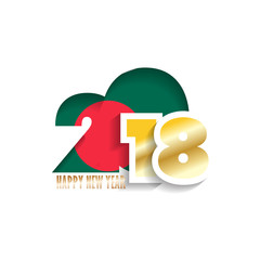 PrintYear 2018 with Bangladesh Flag pattern. Happy New Year Design. Vector Illustration.