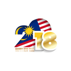 PrintYear 2018 with Malaysia Flag pattern. Happy New Year Design. Vector Illustration.