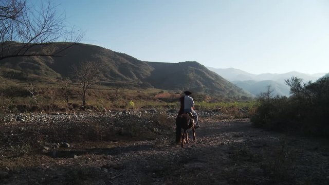Gaucho walks away with his Horse