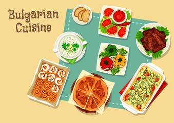 Bulgarian cuisine icon design with national food
