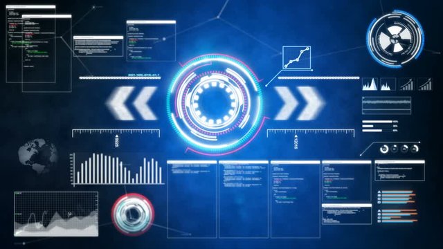 4K Animation HUD And graph bar pi for Cyber futuristic concept technology element on the dark background