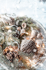 Obraz na płótnie Canvas Magic composition of natural Christmas decor