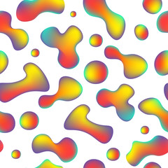 Vector realistic isolated seamless pattern of abstract fluid liquid lava lamp shapes for decoration and covering on the gradient background.