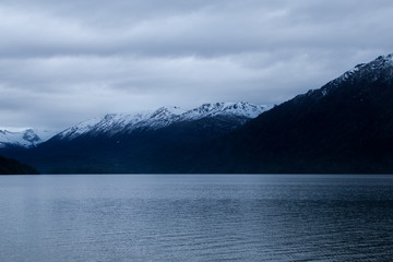 Bariloche, Argentina -  Mountain and lake with snow view