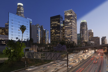 Los Angeles downtown twilight transition