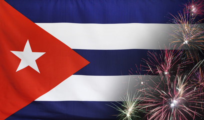 Cuba Flag Firework real fabric