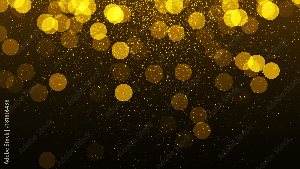 Poster golden lights background with particles. gold sparks. seamless loop texture