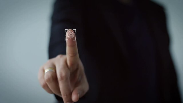 4K Business woman pointing finger on HUD And graph bar pi for Cyber futuristic concept technology element on the dark background