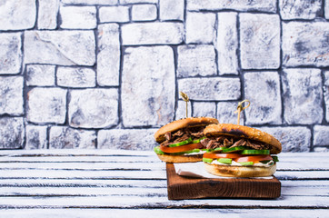 Sandwich with meat and vegetables