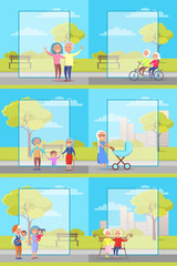 Older People Outside Collection of Illustrations