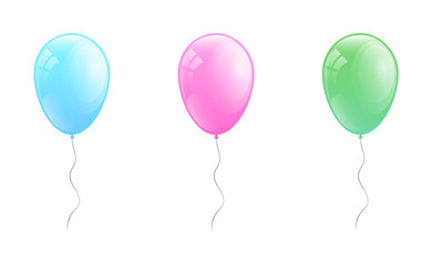 Set of pastel coloured balloons. Vector.