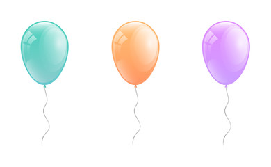 Set of pastel coloured balloons. Vector.