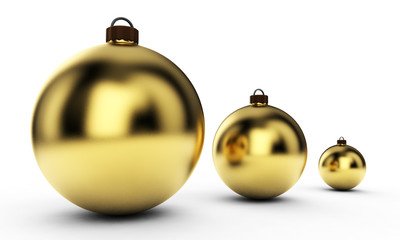 Christmas ball decoration New Year's Eve hanging bauble Merry Xmas ornament shiny sparkling yellow. 3d rendering illustration