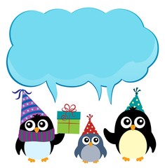 Party penguins with copyspace theme 3