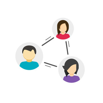 Collaborate or share links between community vector icon, concept of peer or link between social people, persons relation circle, group communication or connection, collaboration network, relationship