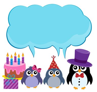 Party penguins with copyspace theme 1