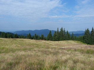 Morning cloudy sky above the Ukrainian Carpathians.