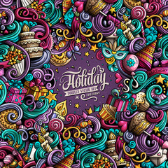 Cartoon hand-drawn doodles holidays illustration