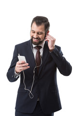 businessman listening music