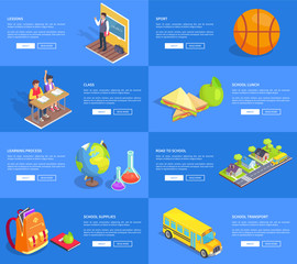 Class Lessons Sport and School Lunch Banners Set