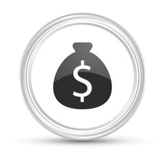 Weißer Button - Geldsack Dollar