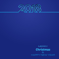 Blue Happy New Year 2018 Background. New Year and Xmas Design Element Template. Vector Illustration.

