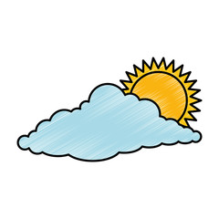 cloud sky silhouette with sun vector illustration design