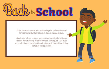 Back to School Poster with Place for Text and Kid