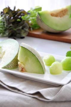 Close up Pieces of Honeydew Melon