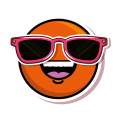 happy face emoji with sunglasses vector illustration design