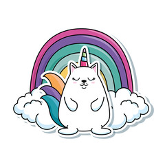 cute fantasy hamster with rainbow vector illustration design