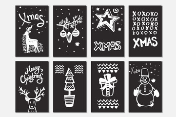 Merry Christmas collection handdrawn cards.