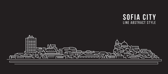 Cityscape Building Line art Vector Illustration design - Sofia city - obrazy, fototapety, plakaty