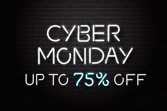 Vector realistic isolated neon sign of Cyber Monday lettering for decoration and covering on the wall background.