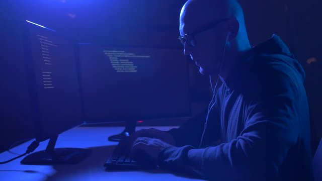 hacker using computer virus for cyber attack