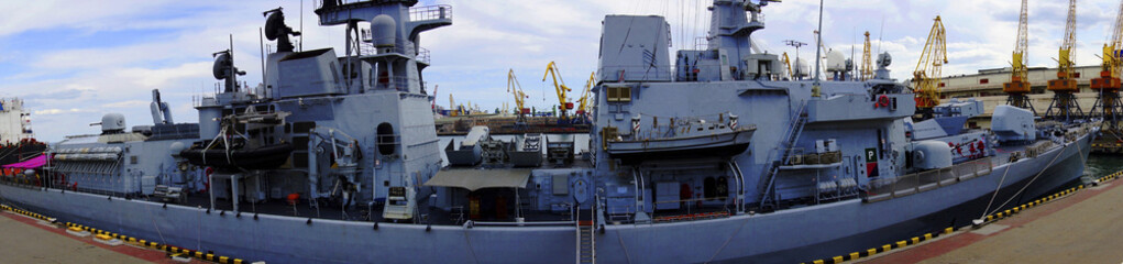  A warship in the quay
