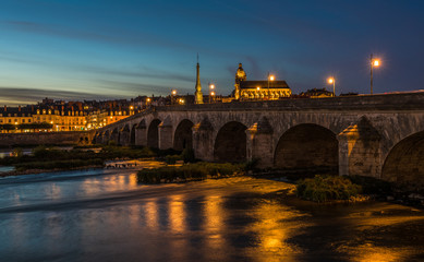 Fototapeta na wymiar Jacques-Gabriel Bridge over the Loire River in Blois, France