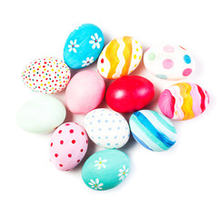 Easter eggs isolated on white background  with copyspace. Happy Easter!.