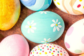 Easter Background - Colorful Easter Eggs with copy space..