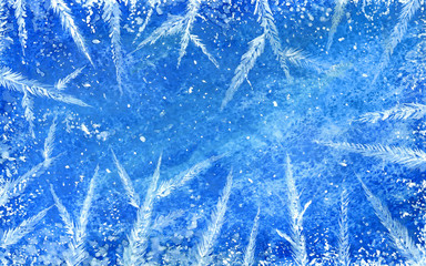 frozen blue background in watercolor