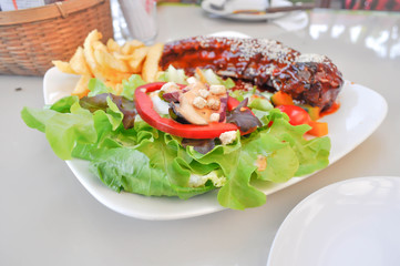 pork rib steak with vegetable