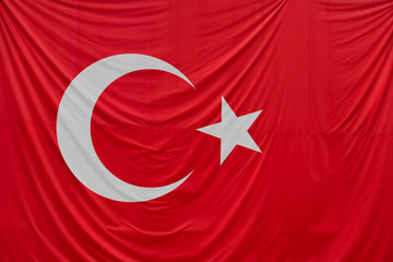Obraz premium Close up shot of wavy, shiny Turkish flag