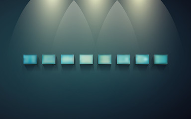 Obraz premium Row of shelves for displaying on dark wall