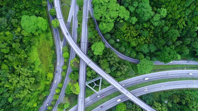 Aerial view. Multi level expressway to cater high volume of road traffic.