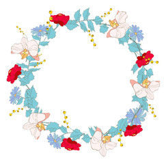 red  roses, wreath, flowers, vintage cards