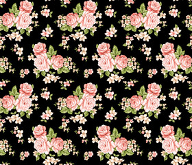 Beautiful bouquets of rose pattern, red rose, anemone brown with dark ground