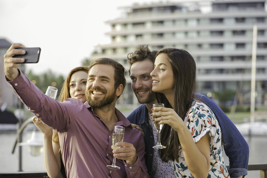 Friends posing for selfie
