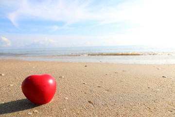 Ball Red heart On the beach Concept love Valentine