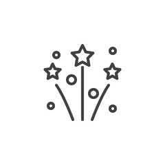 Celebration fireworks line icon, outline vector sign, linear style pictogram isolated on white. Stars salute symbol, logo illustration. Editable stroke